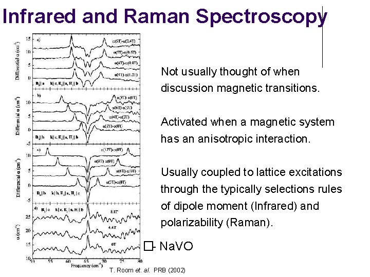 Infrared and Raman Spectroscopy Not usually thought of when discussion magnetic transitions. Activated when