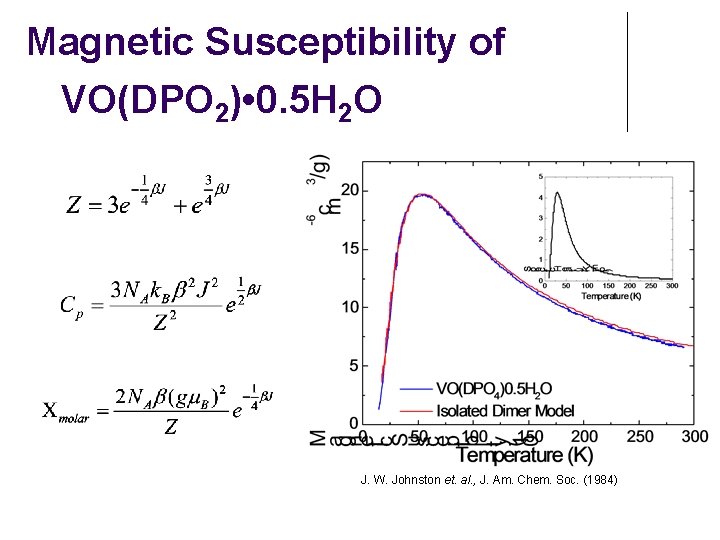 Magnetic Susceptibility of VO(DPO 2) • 0. 5 H 2 O J. W. Johnston