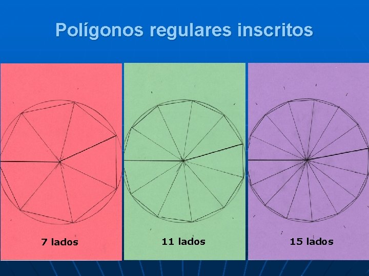 Polígonos regulares inscritos 7 lados 11 lados 15 lados 