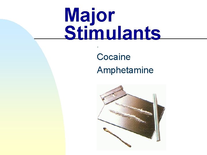 Major Stimulants. Cocaine Amphetamine 