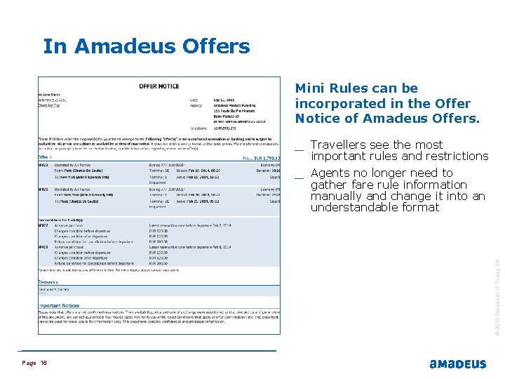 In Amadeus Offers Mini Rules can be incorporated in the Offer Notice of Amadeus