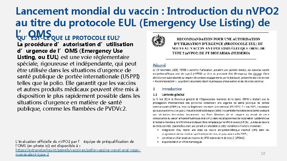 Lancement mondial du vaccin : Introduction du n. VPO 2 au titre du protocole