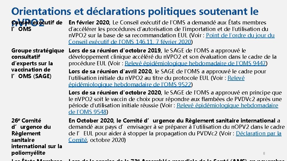 Orientations et déclarations politiques soutenant le Conseil exécutif de En février 2020, Le Conseil