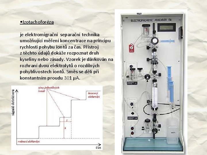  • Izotachoforéza je elektromigrační separační technika umožňující měření koncentrace na principu rychlosti pohybu