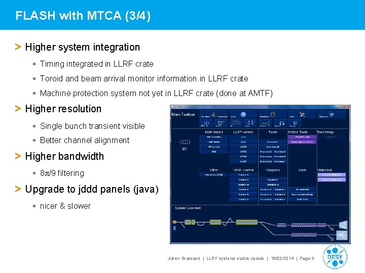 FLASH with MTCA (3/4) > Higher system integration § Timing integrated in LLRF crate