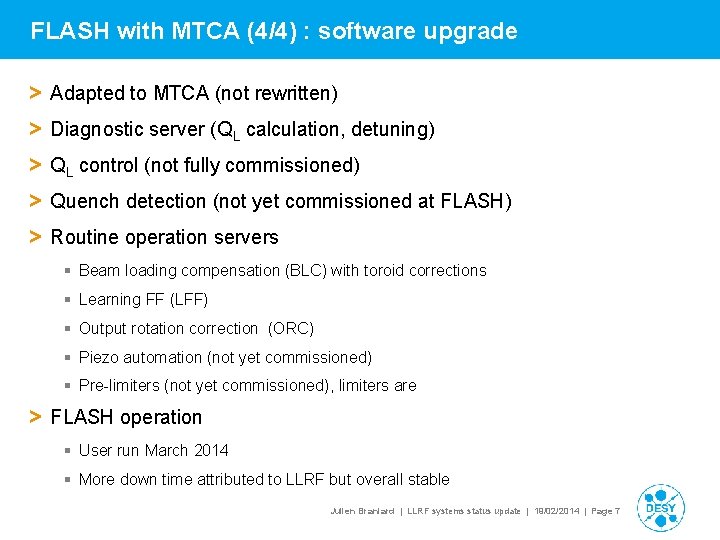 FLASH with MTCA (4/4) : software upgrade > Adapted to MTCA (not rewritten) >