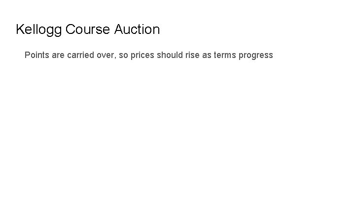 Kellogg Course Auction Points are carried over, so prices should rise as terms progress