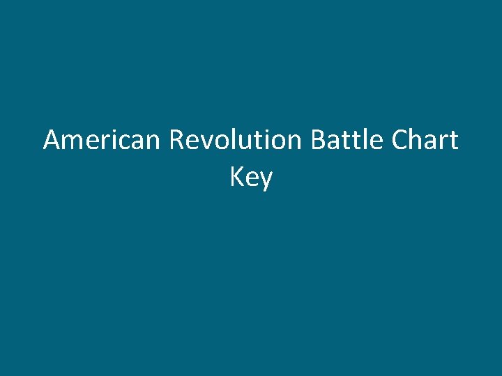 American Revolution Battle Chart Key 