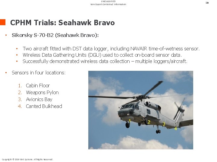 UNCLASSIFIED Non-Export Controlled Information CPHM Trials: Seahawk Bravo • Sikorsky S-70 -B 2 (Seahawk