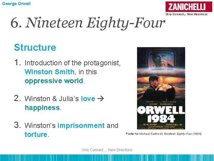 George Orwell 6. Nineteen Eighty-Four Structure 1. Introduction of the protagonist, Winston Smith, in
