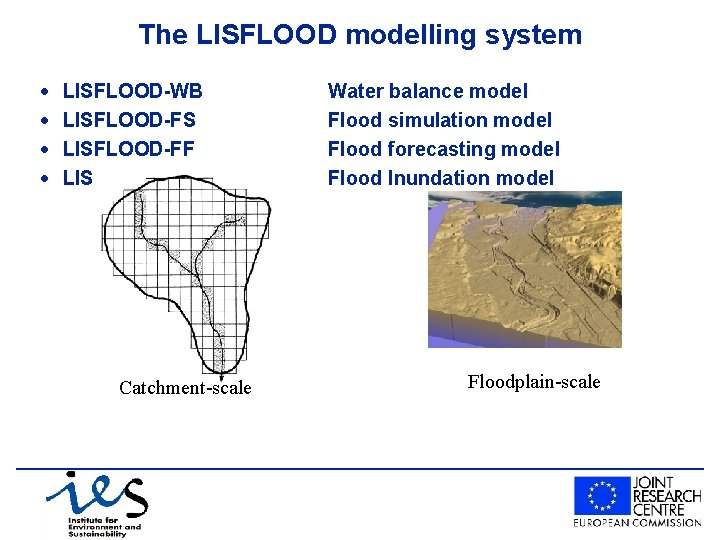 The LISFLOOD modelling system · · LISFLOOD-WB LISFLOOD-FS LISFLOOD-FF LISFLOOD-FP Catchment-scale Water balance model