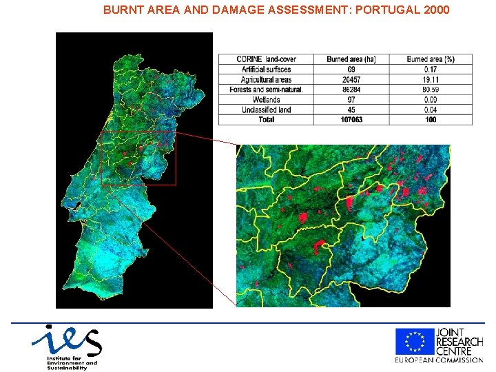 BURNT AREA AND DAMAGE ASSESSMENT: PORTUGAL 2000 