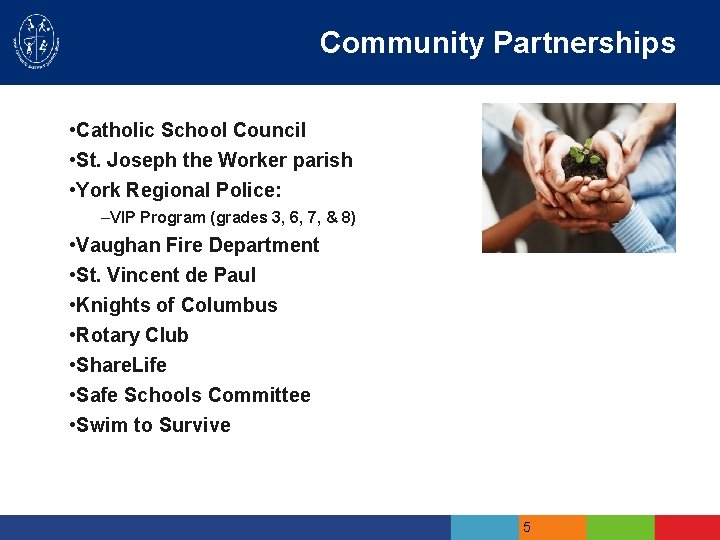 Community Partnerships • Catholic School Council • St. Joseph the Worker parish • York
