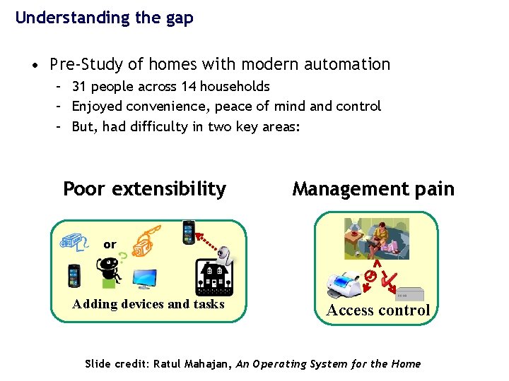 Understanding the gap • Pre-Study of homes with modern automation – 31 people across