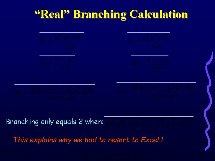 “Real” Branching Calculation Branching only equals 2 when: This explains why we had to
