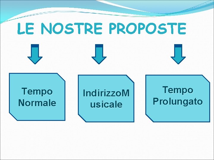 LE NOSTRE PROPOSTE Tempo Normale Indirizzo. M usicale Tempo Prolungato 