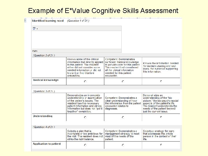 Example of E*Value Cognitive Skills Assessment 