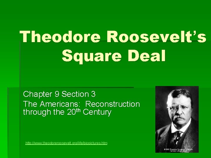 Theodore Roosevelt’s Square Deal Chapter 9 Section 3 The Americans: Reconstruction through the 20