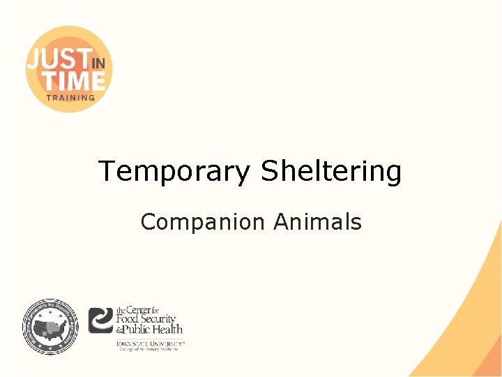Temporary Sheltering Companion Animals 