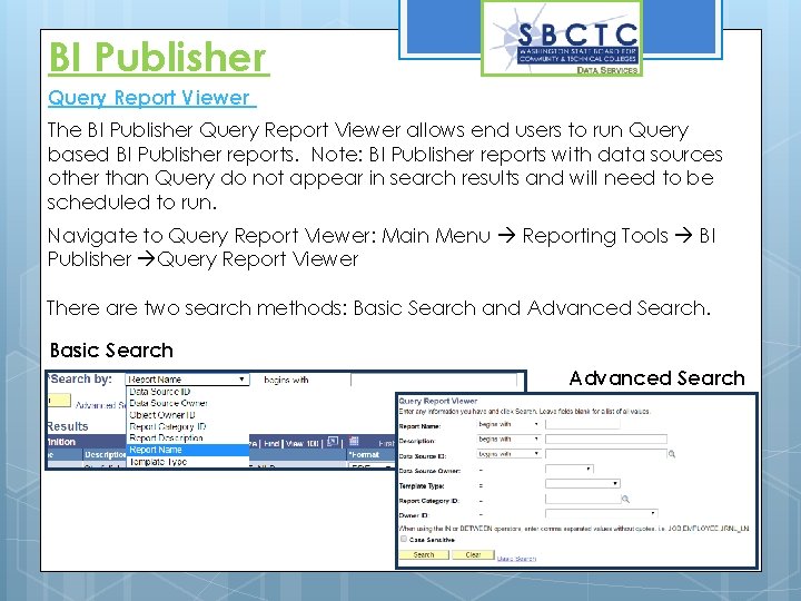 BI Publisher Query Report Viewer The BI Publisher Query Report Viewer allows end users