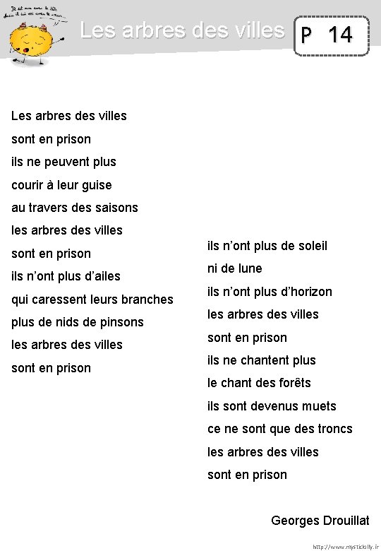 Les arbres des villes P 14 Les arbres des villes sont en prison ils