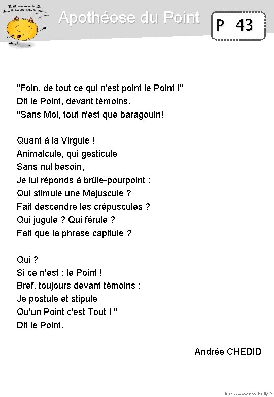 Apothéose du Point P 43 "Foin, de tout ce qui n'est point le Point