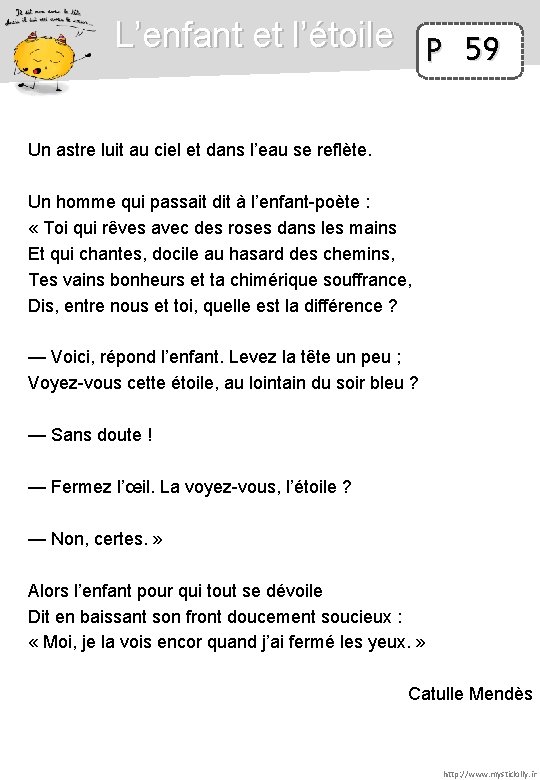 L’enfant et l’étoile P 59 Un astre luit au ciel et dans l’eau se