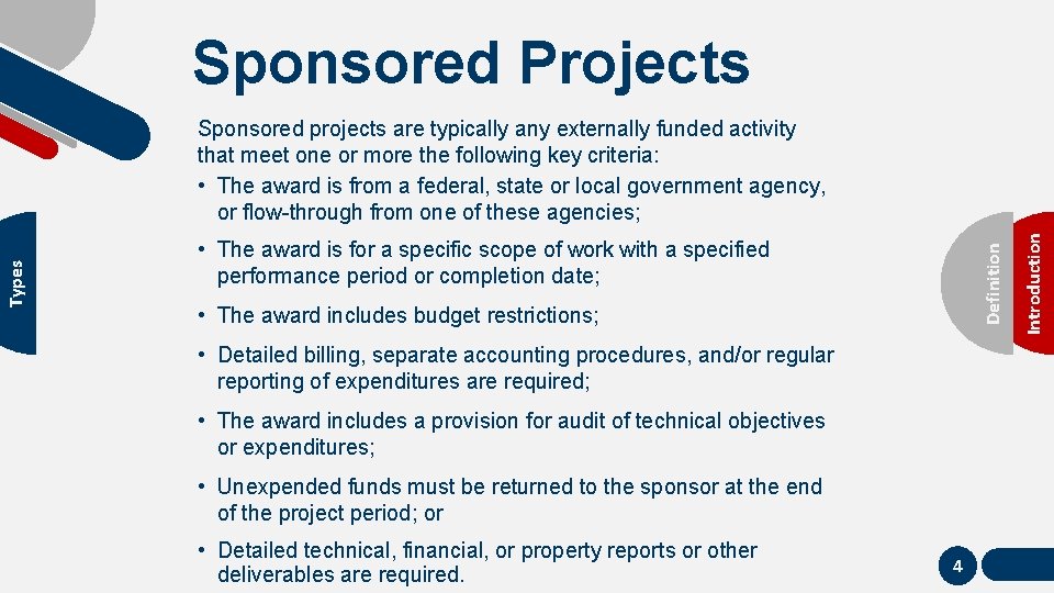 Instructional Supplement Introduction to Sponsored Programs Main Menu