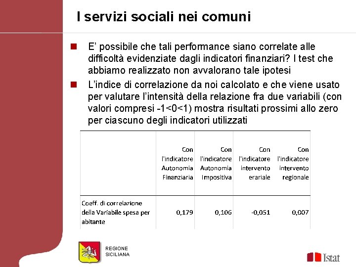 I servizi sociali nei comuni AF n n E’ possibile che tali performance siano