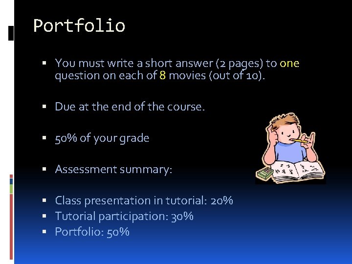 Portfolio You must write a short answer (2 pages) to one question on each