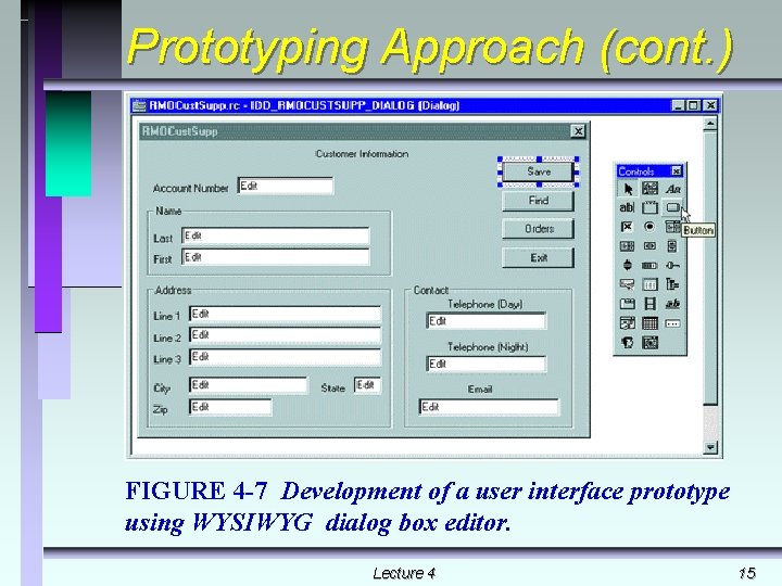 Prototyping Approach (cont. ) FIGURE 4 -7 Development of a user interface prototype using