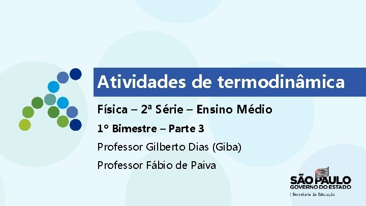 Atividades de termodinâmica Física – 2ª Série – Ensino Médio 1º Bimestre – Parte