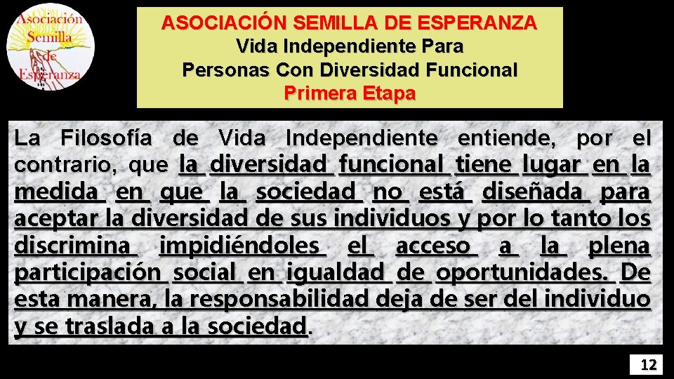 ASOCIACIÓN SEMILLA DE ESPERANZA Vida Independiente Para Personas Con Diversidad Funcional Primera Etapa La