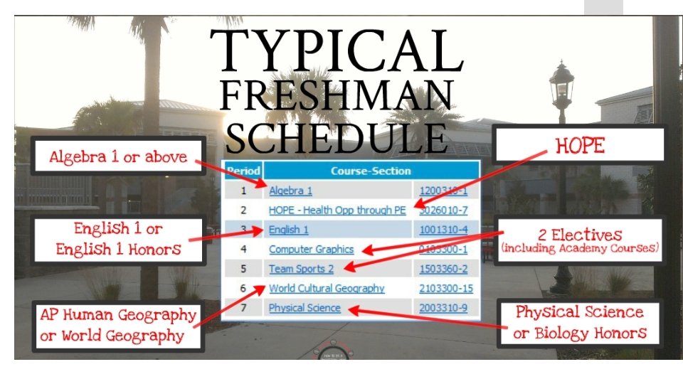 Typical freshman schedule 