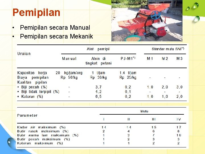 Pemipilan • Pemipilan secara Manual • Pemipilan secara Mekanik 