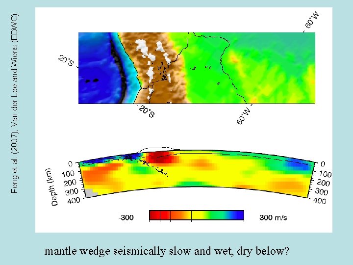 Feng et al. (2007); Van der Lee and Wiens (EDWC) mantle wedge seismically slow