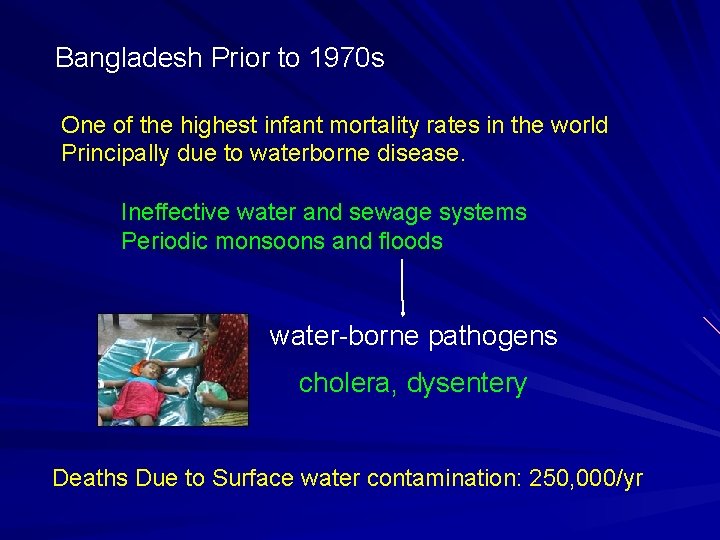 Bangladesh Prior to 1970 s One of the highest infant mortality rates in the