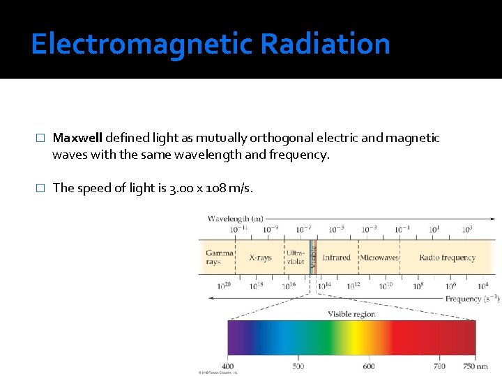 Electromagnetic Radiation � Maxwell defined light as mutually orthogonal electric and magnetic waves with