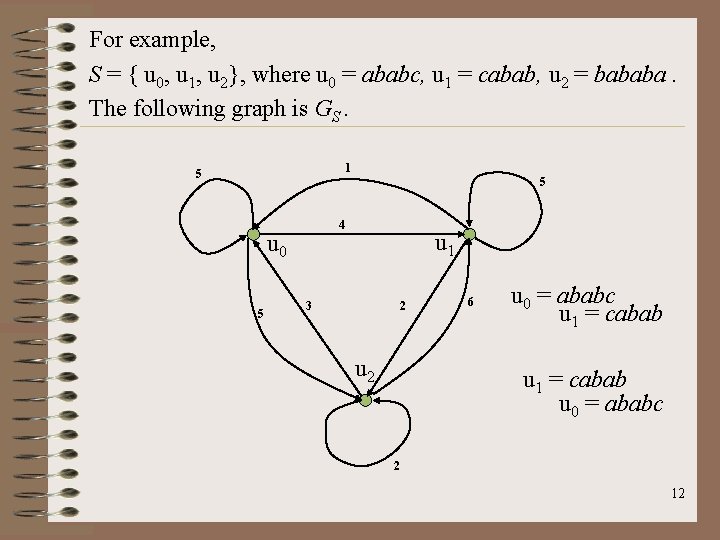 For example, S = { u 0, u 1, u 2}, where u 0