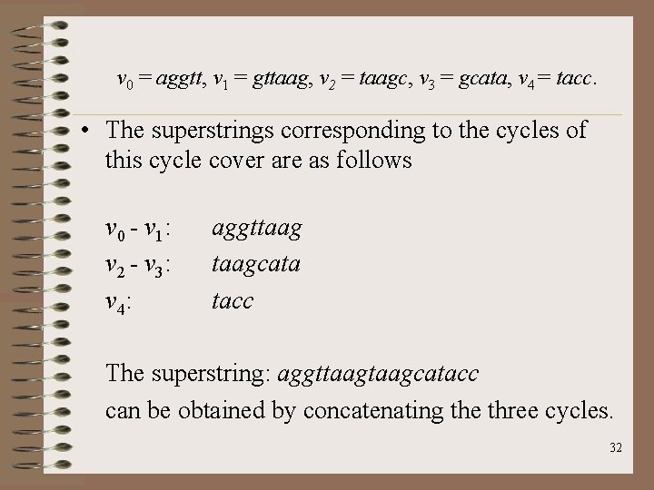 v 0 = aggtt, v 1 = gttaag, v 2 = taagc, v 3