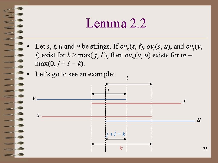 Lemma 2. 2 • Let s, t, u and v be strings. If ovk