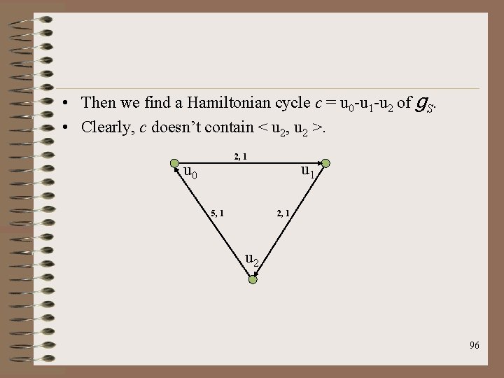  • Then we find a Hamiltonian cycle c = u 0 -u 1