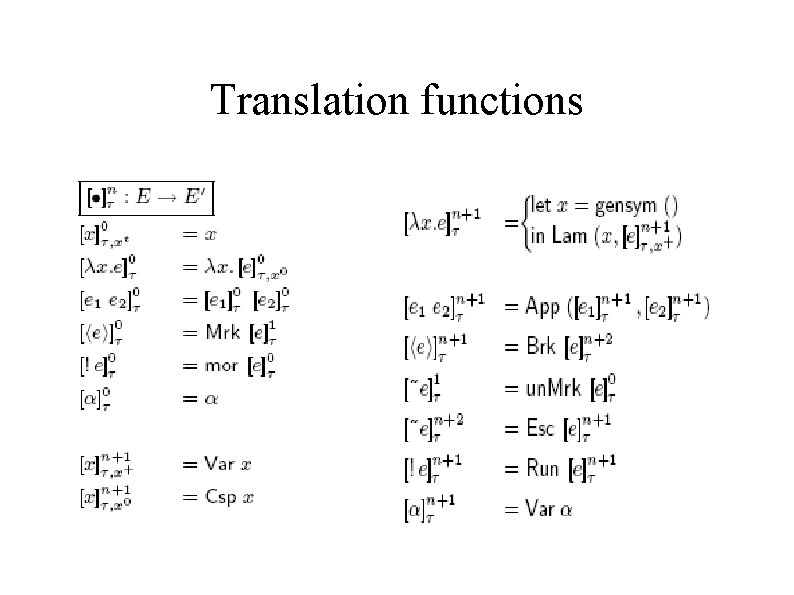 Translation functions 