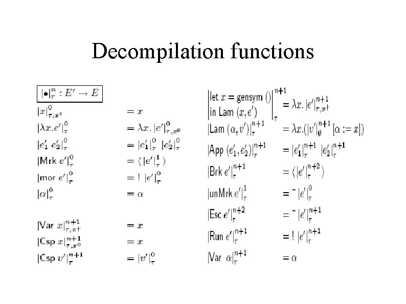 Decompilation functions 