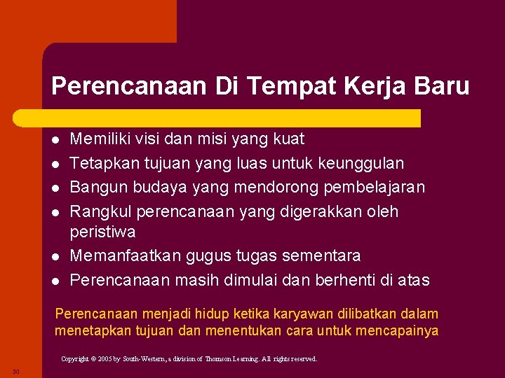 Perencanaan Di Tempat Kerja Baru l l l Memiliki visi dan misi yang kuat Perencanaan Di Tempat Kerja Baru l l l Memiliki visi dan misi yang kuat