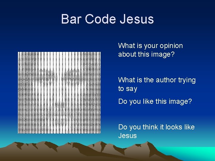 Bar Code Jesus What is your opinion about this image? What is the author Bar Code Jesus What is your opinion about this image? What is the author