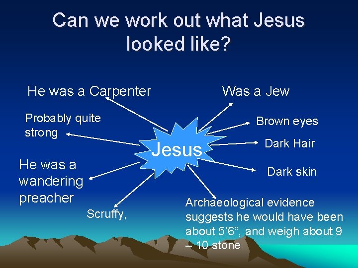 Can we work out what Jesus looked like? He was a Carpenter Probably quite Can we work out what Jesus looked like? He was a Carpenter Probably quite