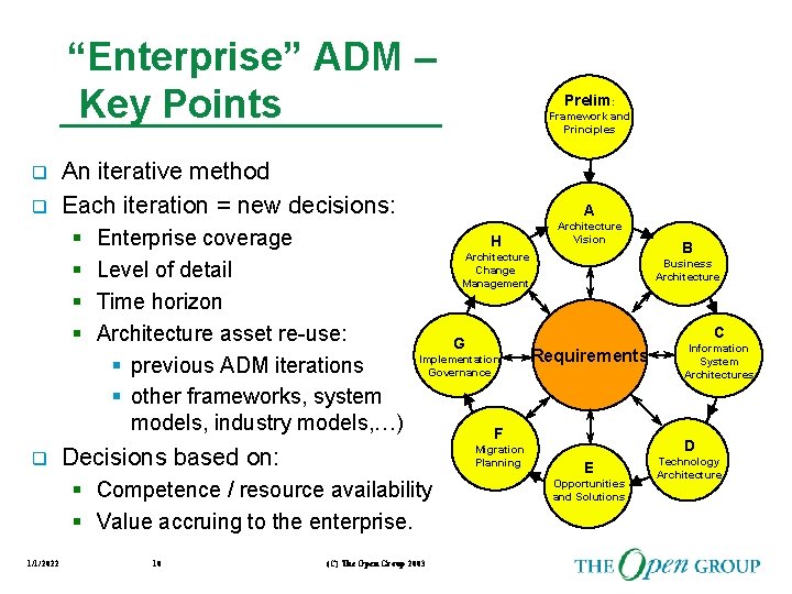 “Enterprise” ADM – Key Points q q An iterative method Each iteration = new