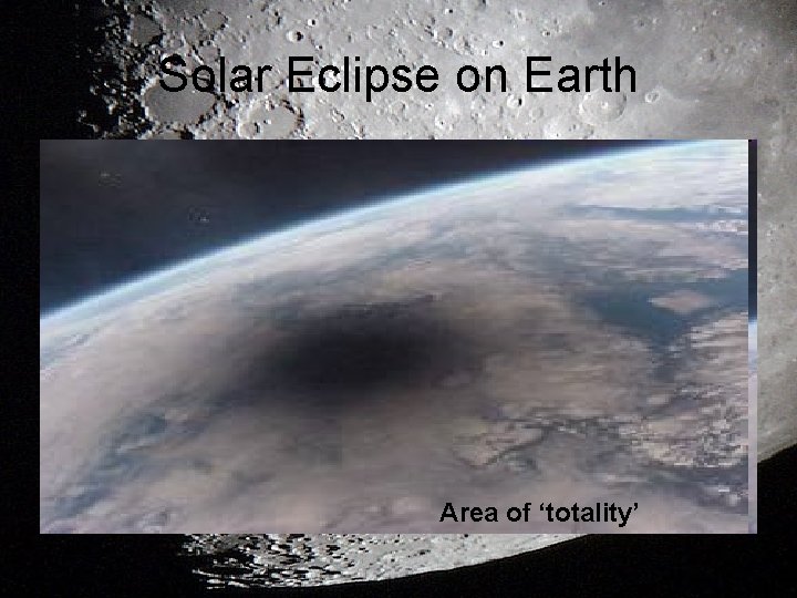 Solar Eclipse on Earth Area of ‘totality’ 