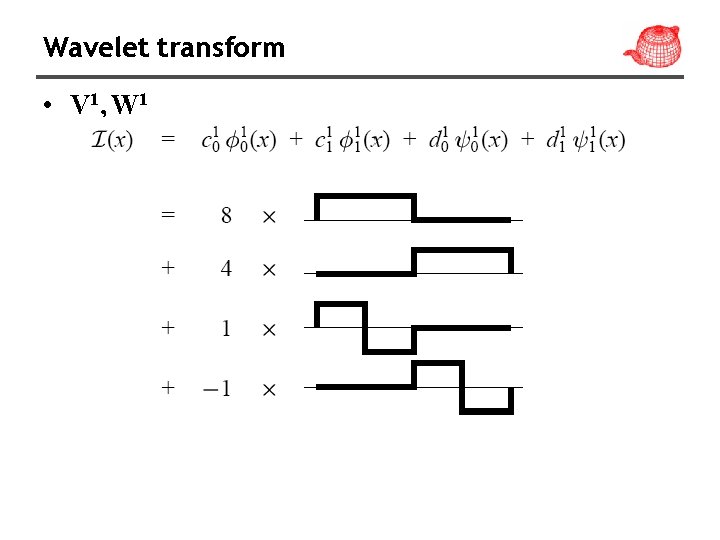 Wavelet transform • V 1, W 1 